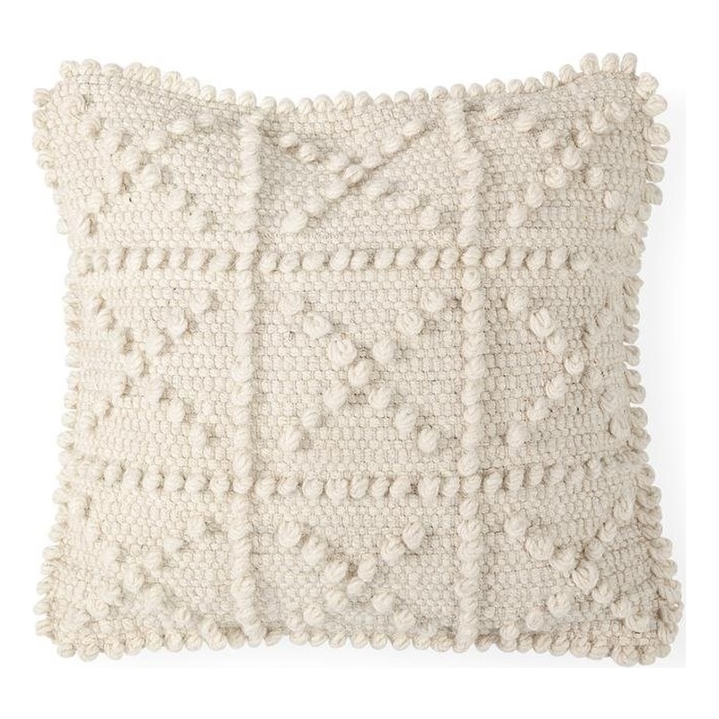 Mercana Leroy 18 x 18 Ivory Wool Decorative Pillowcase (cover only)