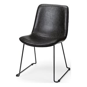 Mercana Sawyer I Black Faux-Leather Iron Frame Dining Chair (Set of 2)