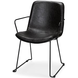 Mercana Sawyer II Black Faux-Leather Dining Chair with Black Iron Frame