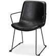 Mercana Sawyer II Black Faux-Leather Dining Chair with Black Iron Frame
