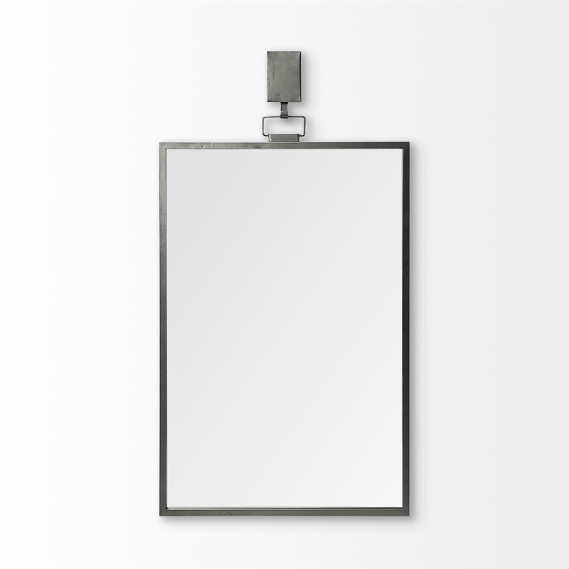 Mercana Grimm Rectangular Metal Mirror in Gunmetal Gray