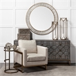 Mercana Reimer 15 x 26.5 Round Glass Top Gold Metal Frame Accent Table