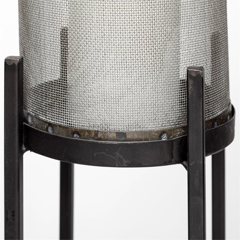 Mercana Steen Set of Two Black Meshed Metal Candle Holder Lanterns