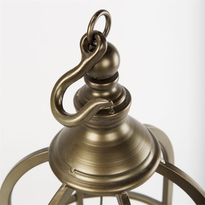 Mercana Gerson I Large Cage-Style Gold Metal Candle Holder Lantern