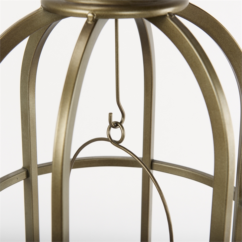 Mercana Gerson I Large Cage-Style Gold Metal Candle Holder Lantern