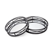 Mercana Piers Set of Two Black Metal Mirrored Round Trays