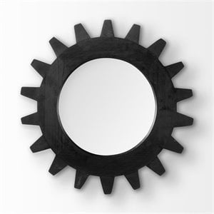 Mercana Sundance Cog 16.5&quot Round Black Wood Frame Mirror