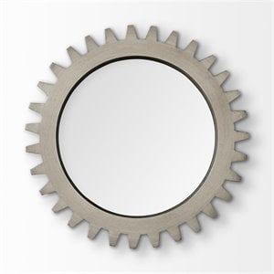 Mercana Sundance Cog 26&quot Round Grey Wood Frame Mirror