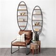 Mercana Metort Oval Shape Wall Shelf in Brown and Black Metal Frame