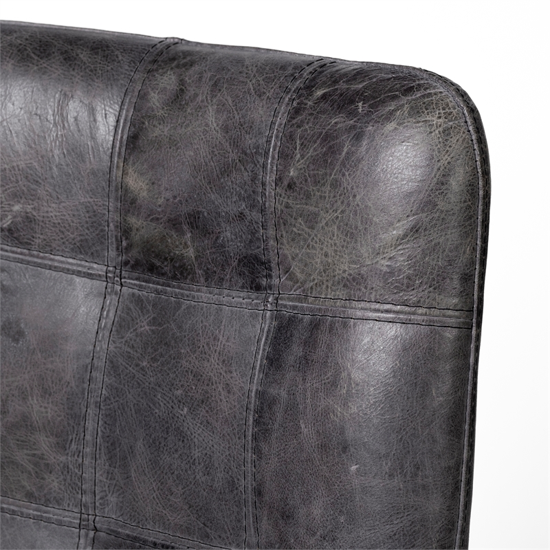 Mercana Horsdal Black Leather Seat Black Metal Frame Dining Chair