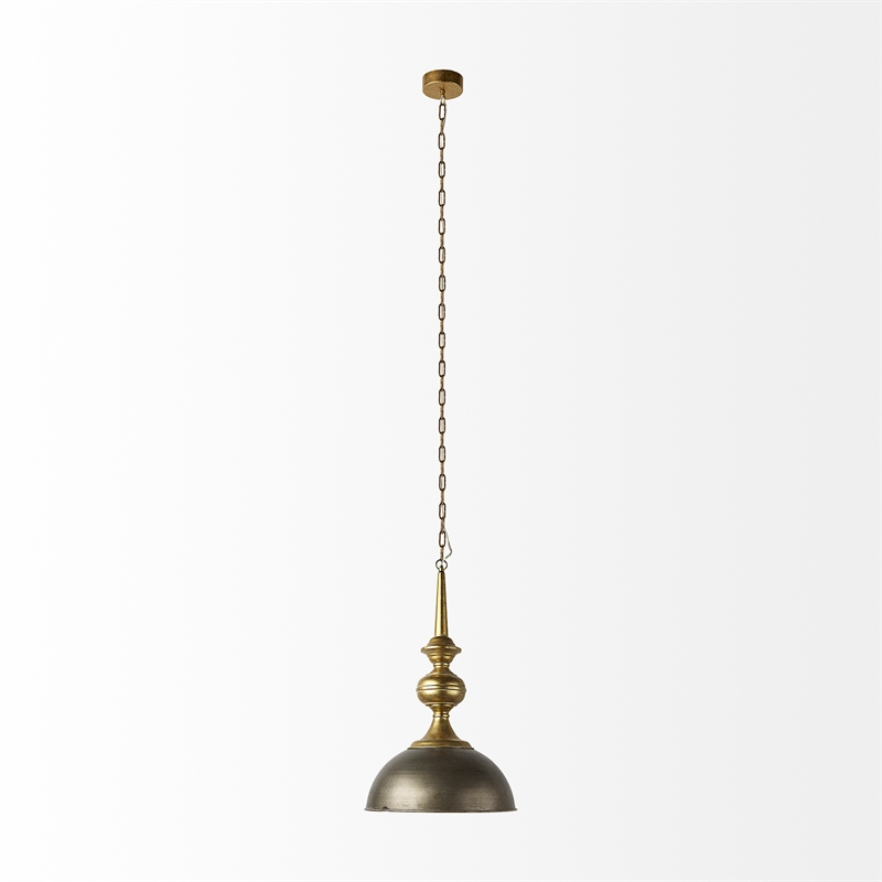 Mercana Capsa Metal Dome Pendant Light in Antique Gold and Silver Tones