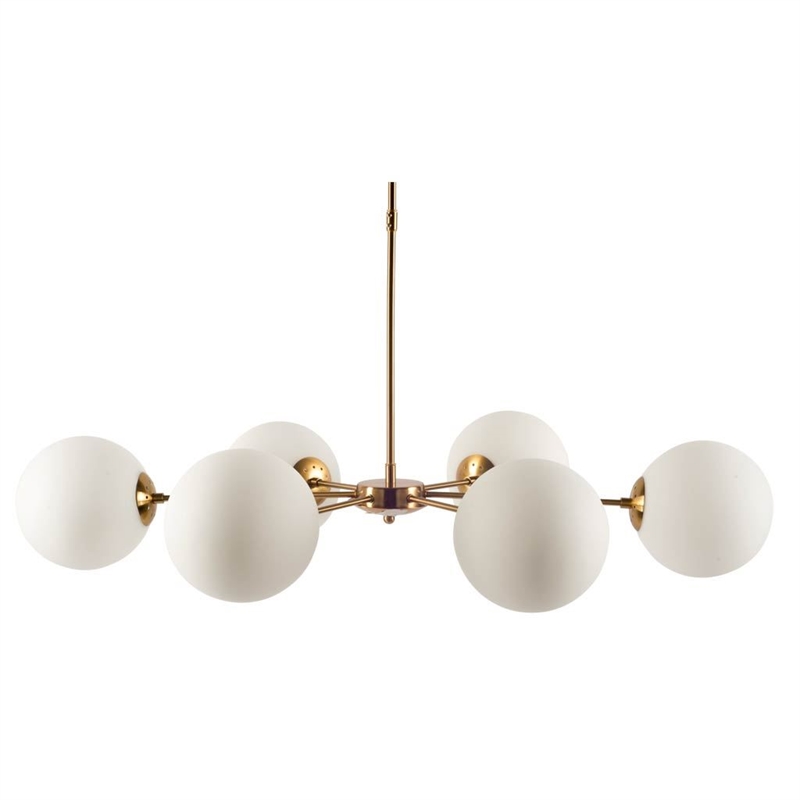 Mercana Lahey Metal Glass Globe 6 Bulb Chandelier in Gold