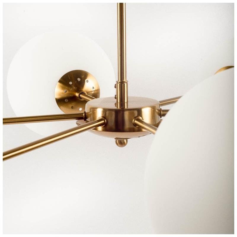 Mercana Lahey Metal Glass Globe 6 Bulb Chandelier in Gold
