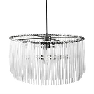 Mercana Anna (26&quotx14&quot) Hanging Gun-Metal Gray and Glass Rod Six Bulb Chandelier