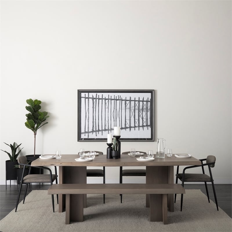 Mercana Langston Brown Faux-Leather Seat Black Iron Dining Chair (Set of 2)