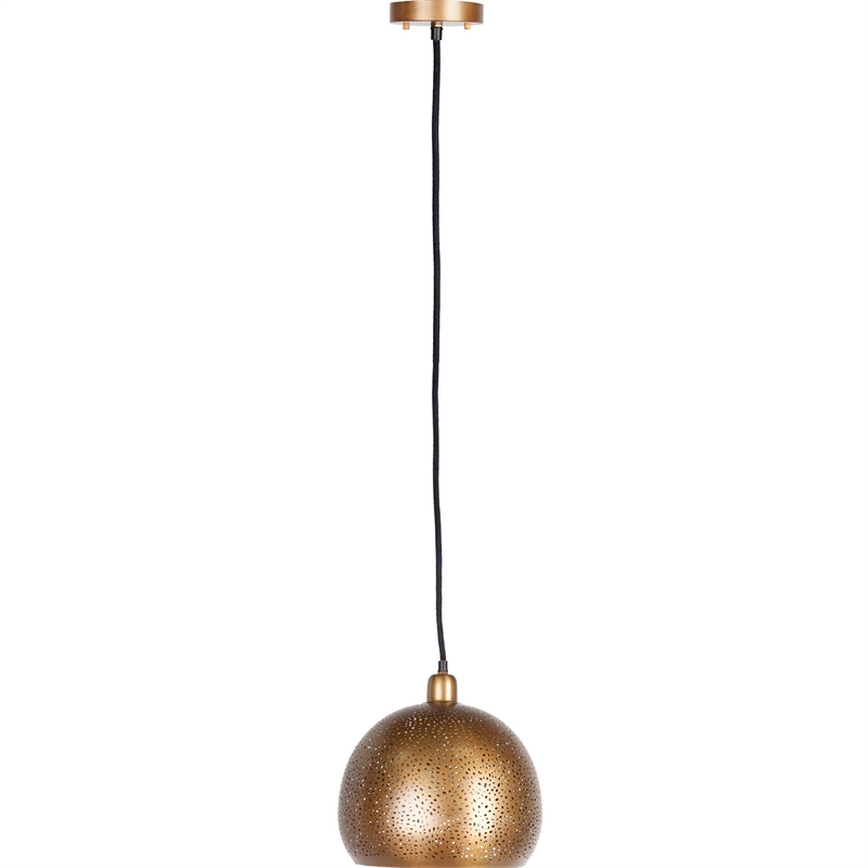 Mercana Dalmeny II 11x12 Gold Perforated Metal Dome Pendant Light