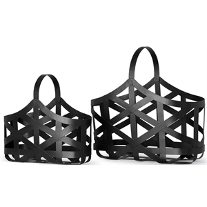 Mercana Tyrell Set of 2 Black Iron Metal Baskets