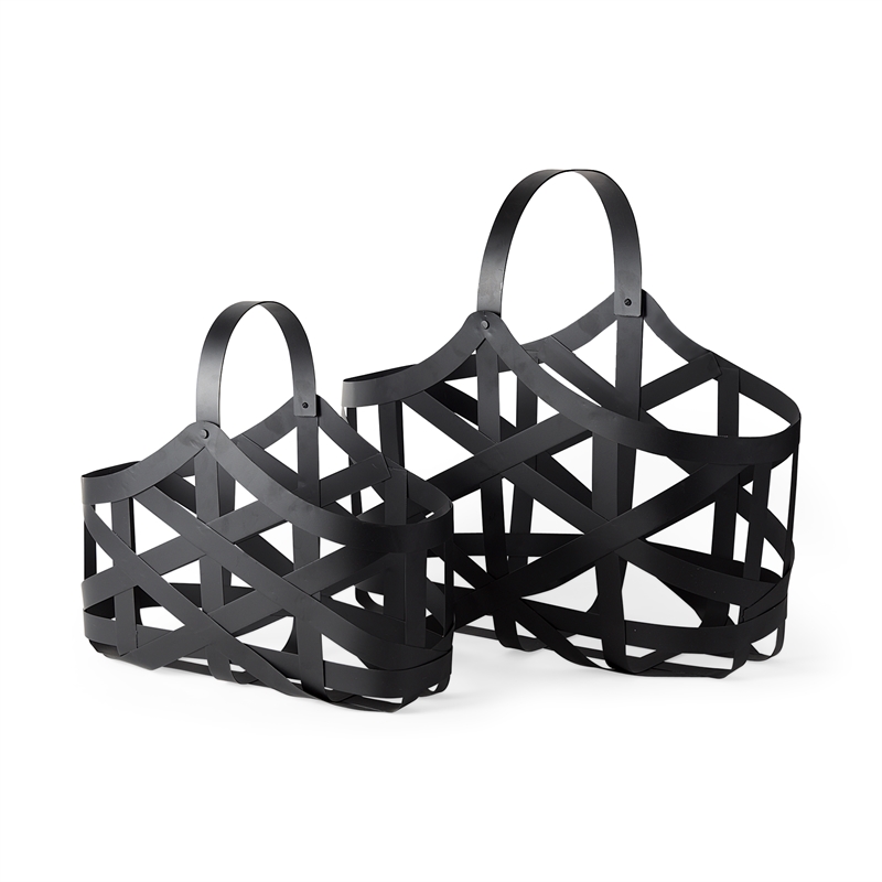 Mercana Tyrell Set of 2 Black Iron Metal Baskets