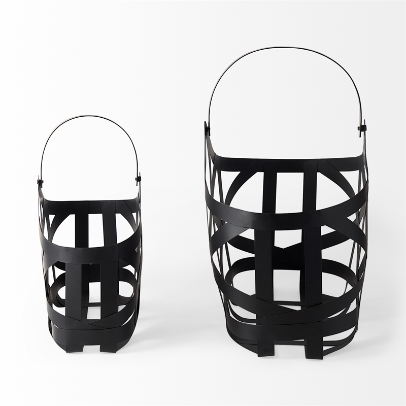 Mercana Tyrell Set of 2 Black Iron Metal Baskets