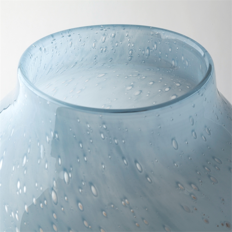 Mercana Nasser III Large Blue/Gold/Chrome Urn Style Glass Vase