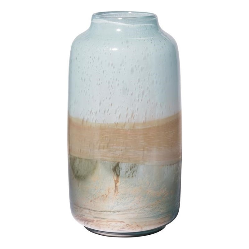 Mercana Nasser III Large Blue/Gold/Chrome Urn Style Glass Vase