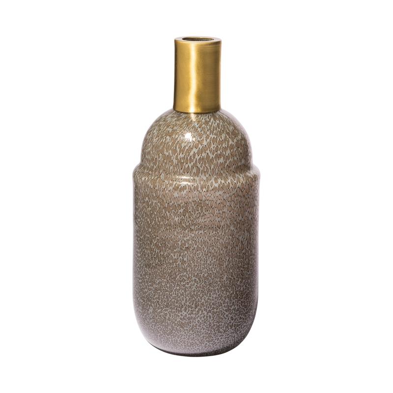 Mercana Toba II Tall Brown/Gold Spotted Glass Gourd Style Vase