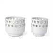 Mercana Larissa Set of Two White Ceramic Hollow Pattern Vases