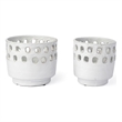 Mercana Larissa Set of Two White Ceramic Hollow Pattern Vases