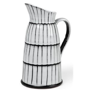 Mercana Lome Large White/Black Patterned Ceramic Water Pitcher
