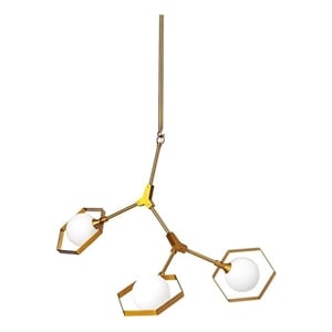 Mercana Desousa II 33.9&quotLx8.8&quotWx28&quotH Brass Metal Multi-Arm 3 Light Chandelier