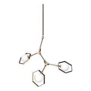 Mercana Desousa II Brass tone Metal MultiArm 3 Light Chandelier