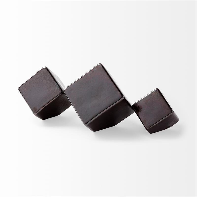 Mercana Mayweather Set of 3 Geometric Ceramic Cubes in Gloss Black