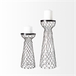 Mercana Shandra I Small Black Metal Snakeskin Pattern Glass Table Candle Holder