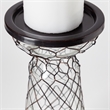Mercana Shandra I Small Black Metal Snakeskin Pattern Glass Table Candle Holder