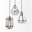 Mercana Prima 9.5x12.5 Gold Metal and Glass Pyramid Pendant Light