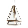 Mercana Prima 9.5x12.5 Gold Metal and Glass Pyramid Pendant Light