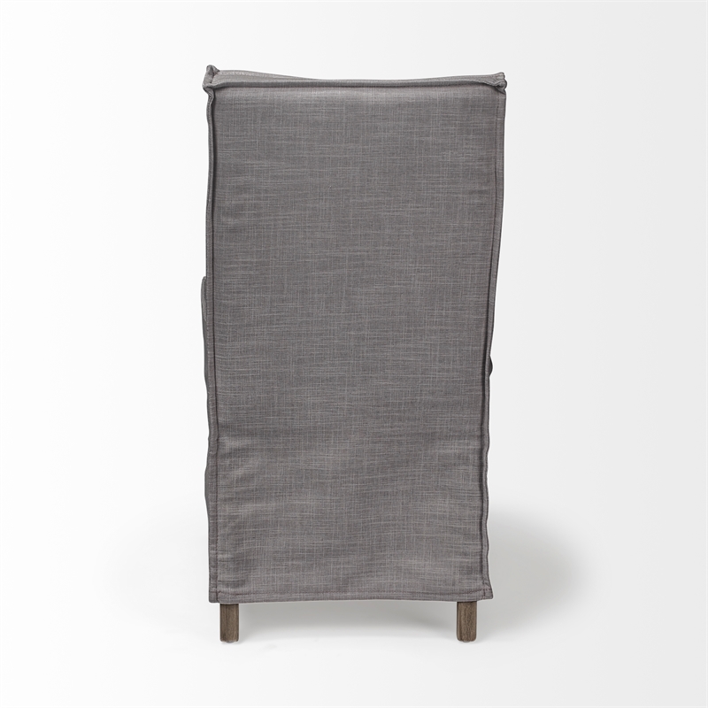 Elbert I Gray Fabric Slip-Cover Brown Wood Dining Chair (Set of 2)