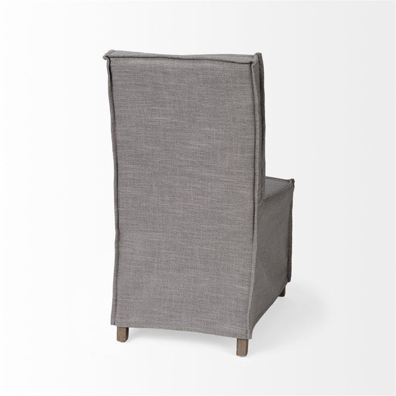 Elbert I Gray Fabric Slip-Cover Brown Wood Dining Chair (Set of 2)