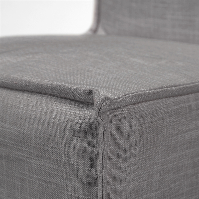 Elbert I Gray Fabric Slip-Cover Brown Wood Dining Chair (Set of 2)