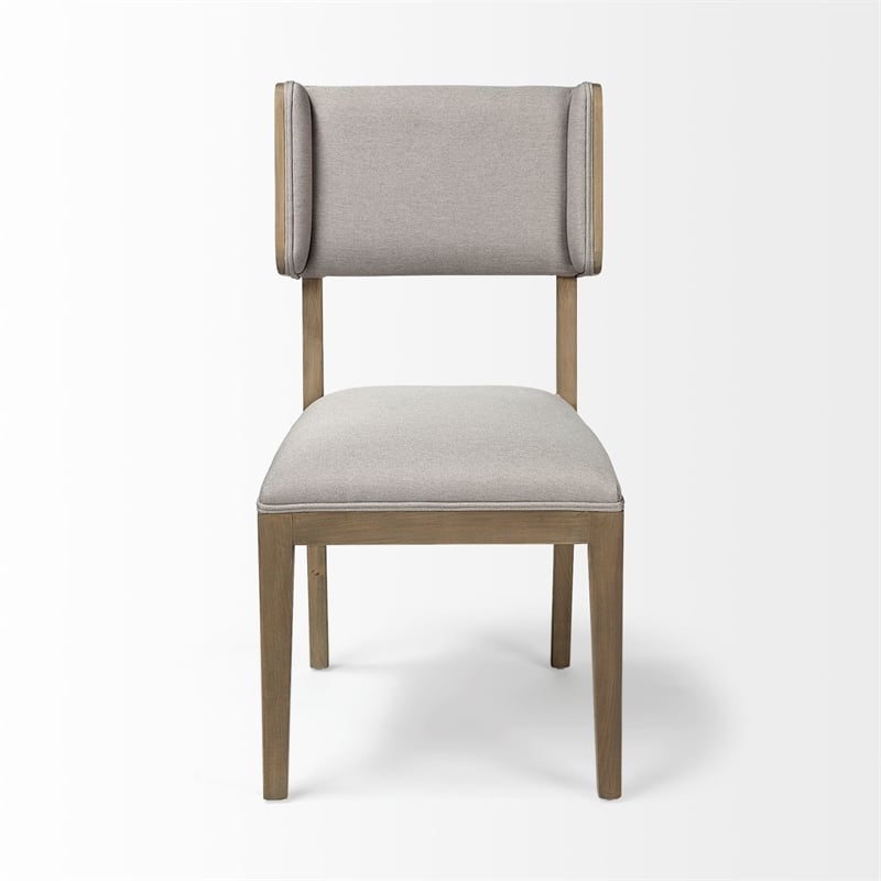 Mercana Teton I Grey Fabric Wrap Brown Wooden Base Dining Chair (Set of 2)
