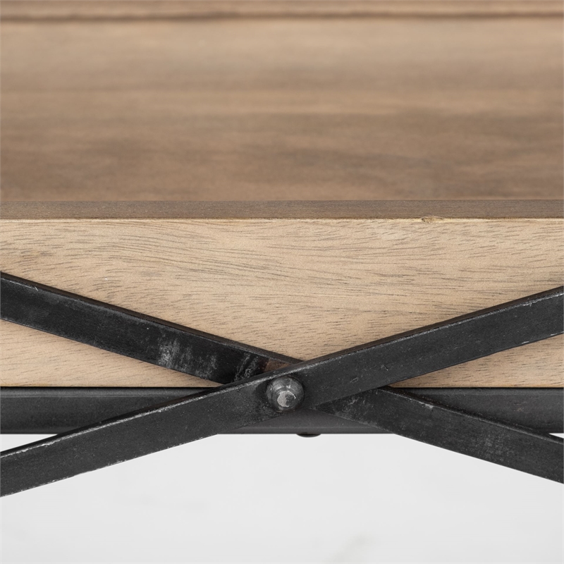 Trey I 80L x 16W x 30H Brown Wood and Black Iron Console Table (Set of 2)