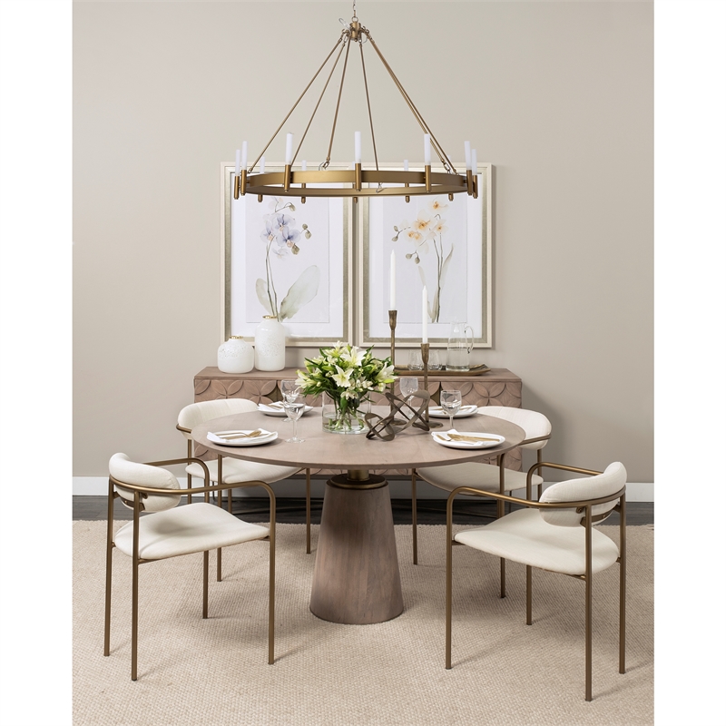 Mercana Parker I Fabric Seat Dining Chair in Cream and Gold (Set of 2)