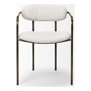 Mercana Parker I Fabric Seat Dining Chair in Cream and Gold (Set of 2)