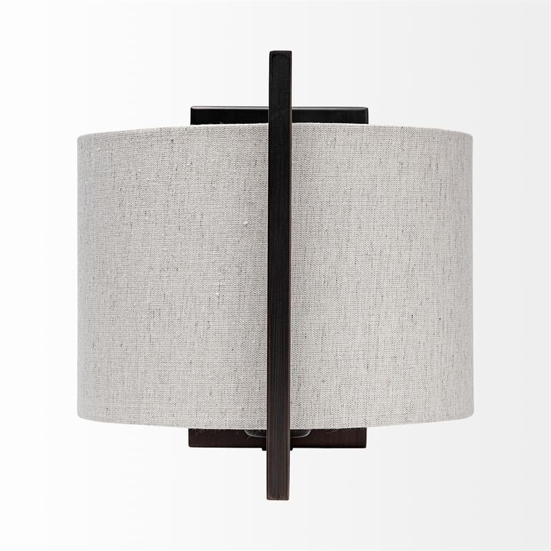 Mercana Smithe I 9x13 Black Toned Metal Cream Lampshade Wall Sconce