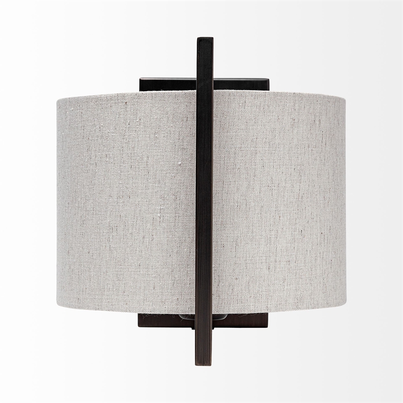 Mercana Smithe I 9x13 Black Toned Metal Cream Lampshade Wall Sconce