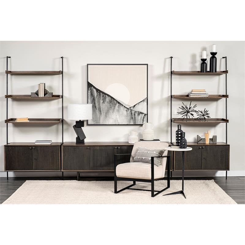 Mercana Ballatine II 15 x 27 Round Top White Marble & Black Iron Base Table