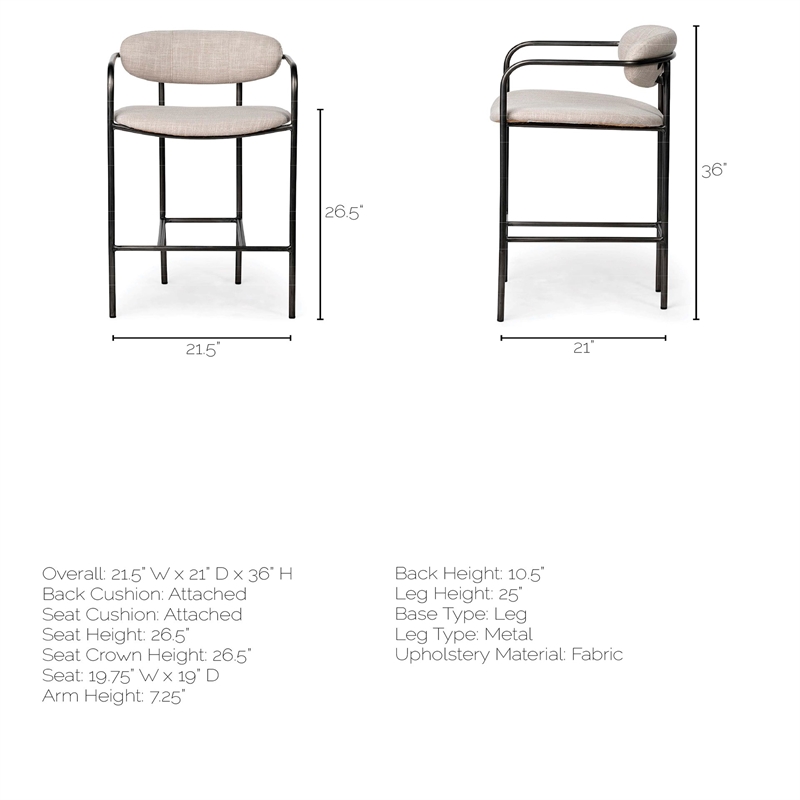 Mercana Parker Counter Stool in Matte Black and Beige