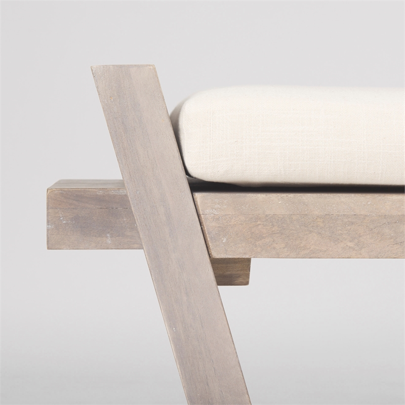 Mercana Elaine I Fabric Upholstered Seat Entryway Bench in Cream/Brown