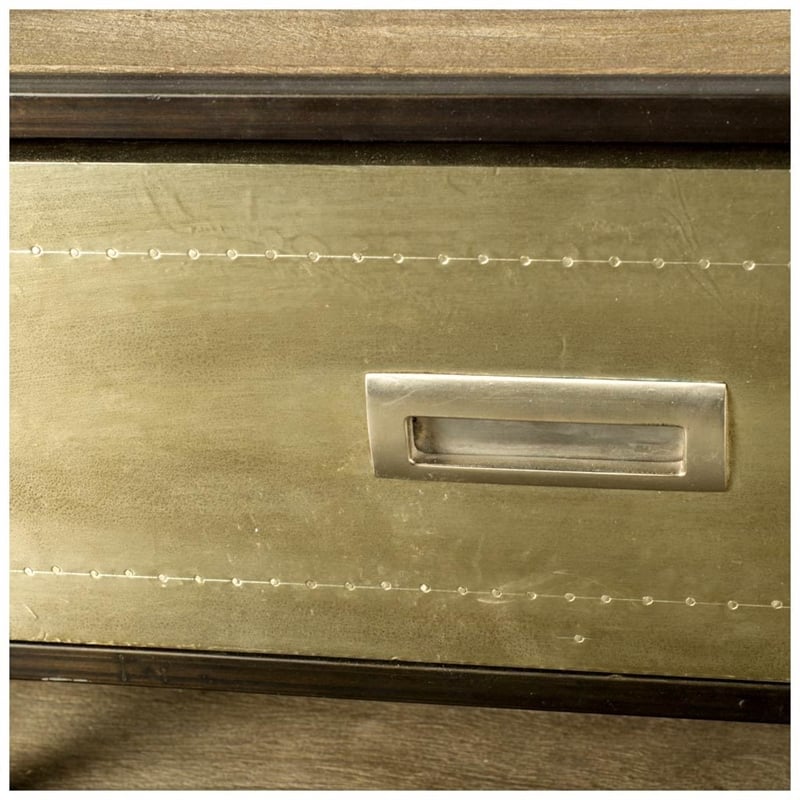 Mercana Farrow II Brass Toned Wood & Metal TV Stand Media Console TV up to 83