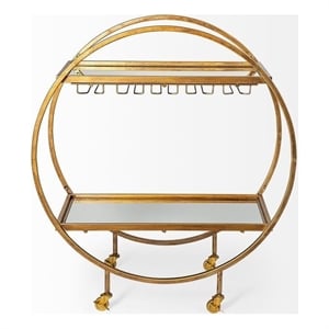 Mercana Carola Metal Frame 2-Tier Bar Cart in Gold